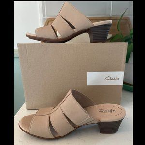 Clarks - Valarie Model - Sand Nubuck Sandal (Size 9W)